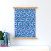 Tropical Flamingos - cobalt - Extra Tiny