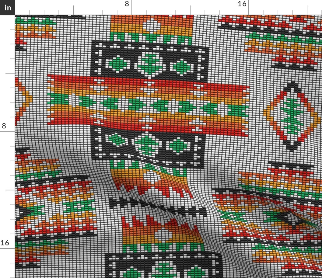 Boho Aztec white kilim native American beads large