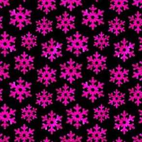 Watercolor Snowflakes (Pink on Black) – Small Scale