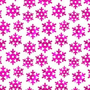 Watercolor Snowflakes (Pink on White) – Small Scale