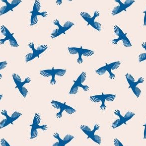 Flying birds blue on beige
