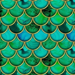 3d green scales with gold