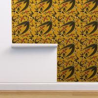 Swallows and Swift in yellow pattern