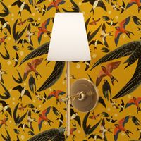 Swallows and Swift in yellow pattern