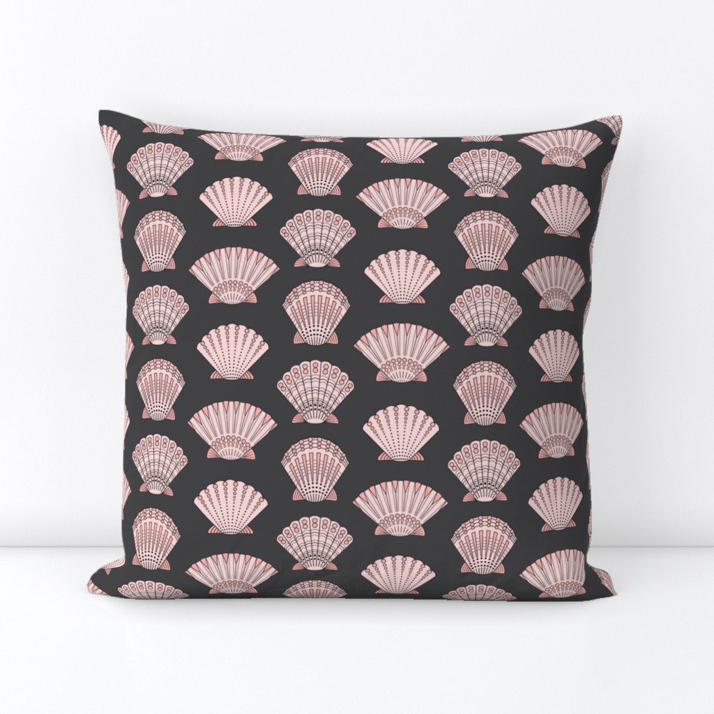 Decorative Seashells on Dark Gray