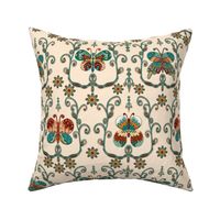 Folk Art retro Butterflies damask medium