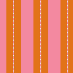 Pink and Burnt Orange Cabana Beach Bubble Stripes