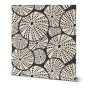 Bed Of Urchins - Nautical Sea Urchins - Charcoal Ivory Jumbo Scale 