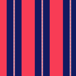 Red and Navy Blue Cabana Beach Bubble Stripes