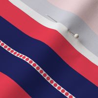 Red and Navy Blue Cabana Beach Bubble Stripes