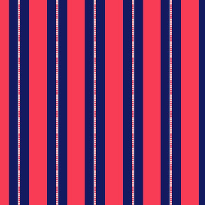 Red and Navy Blue Cabana Beach Bubble Stripes