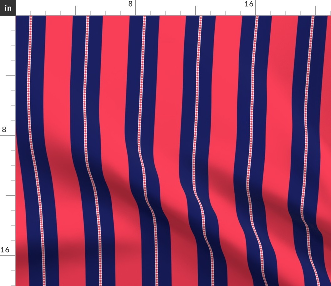 Red and Navy Blue Cabana Beach Bubble Stripes