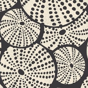 Bed Of Urchins - Nautical Sea Urchins - Charcoal Ivory Large Scale 