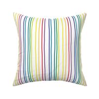 large - rainbow vertical stripes on white