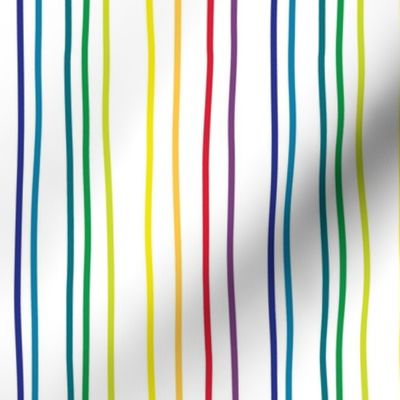 large - rainbow vertical stripes on white