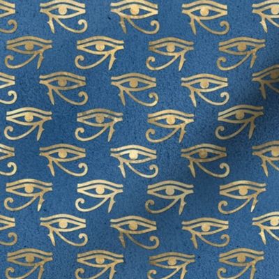 Golden Egyptian Eye of Ra on Blue