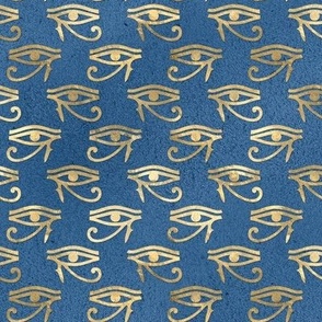 Golden Egyptian Eye of Ra on Blue