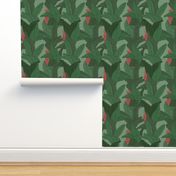 60s Style Martinique Tropical Banana Leaf Wallpaper