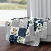 safari animals - jungle patchwork - navy and grey