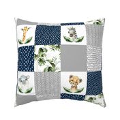 safari animals - jungle patchwork - navy and grey