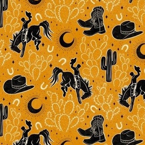 Cowboys and Cacti - small - marigold & black