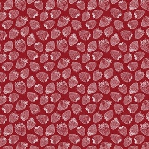 Cute Ditsy Summer Strawberry Pattern on red