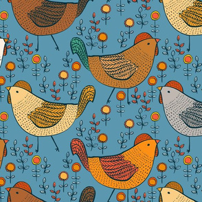 Hens Everywhere {French Blue} large