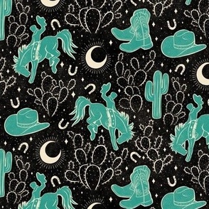Cowboys and Cacti - small - black & turquoise 