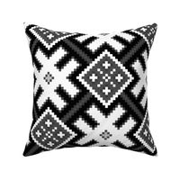 Fertile Land - Ethno Slavic Symbol Folk Pattern - Orepey Sown Field - Obereg Ornament - Black Gray White - Large Scale  