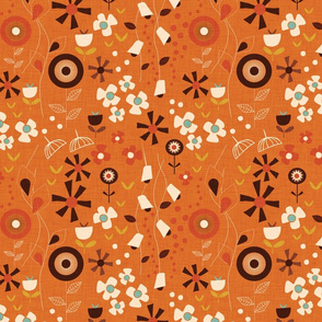 Embroidery Floral Orange