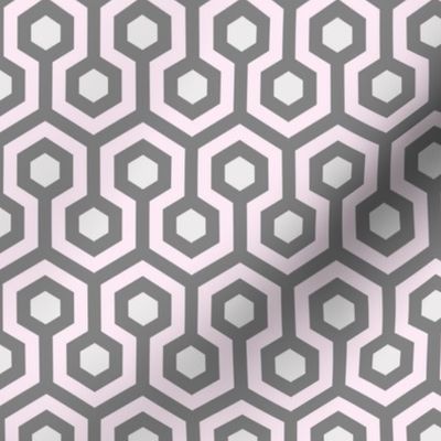 Geometric Pattern: Looped Hexagons: Kerry Pink (small version)