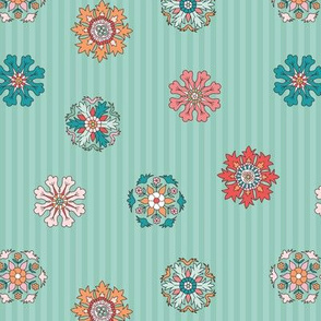 Rosettes on mint stripes small