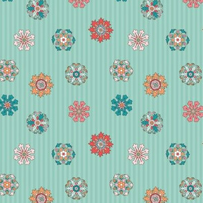 Rosettes on mint stripes tiny