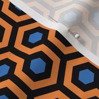 Geometric Pattern: Looped Hexagons: Orange/Blue (small version)