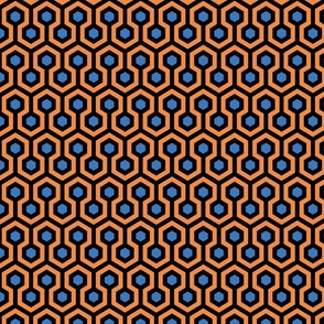 Geometric Pattern: Looped Hexagons: Orange/Blue (small version)
