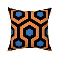 Geometric Pattern: Looped Hexagons: Orange/Blue (large version)
