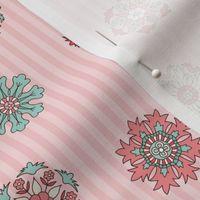 Rosettes on pink stripes small