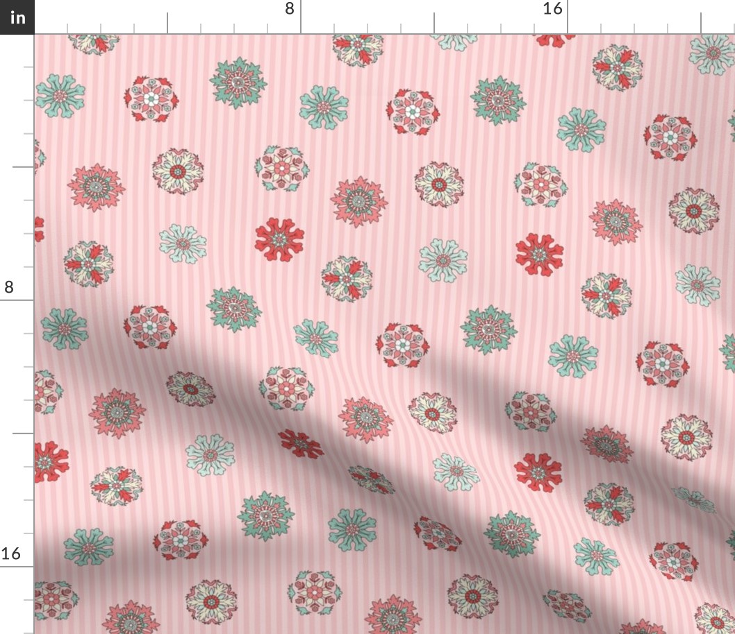 Rosettes on pink stripes small