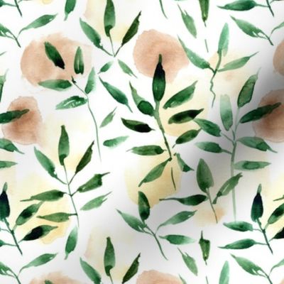 watercolor leaves and spots - painted nature tropics for modern home decor a250-1