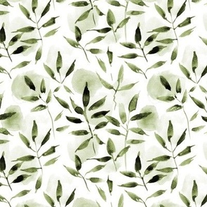 Khaki watercolor leaves and spots - painted nature tropics for modern home decor a250-7