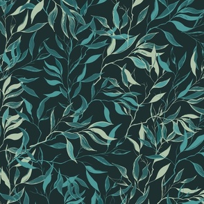 Green drawn leaves