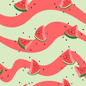 Cute, kawaii anthropomorphic cartoon watermelon