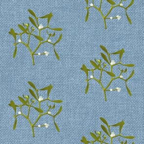 Mistletoe on light Woad Blue texture