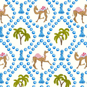 camels and palms/blue/large
