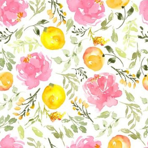 Bright pink peonies and oranges 