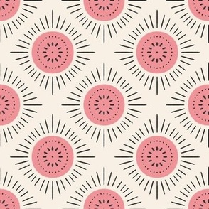 Vintage Midcentury Geometric - Pink on Cream