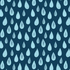 Raindrops - Blue on Navy Blue