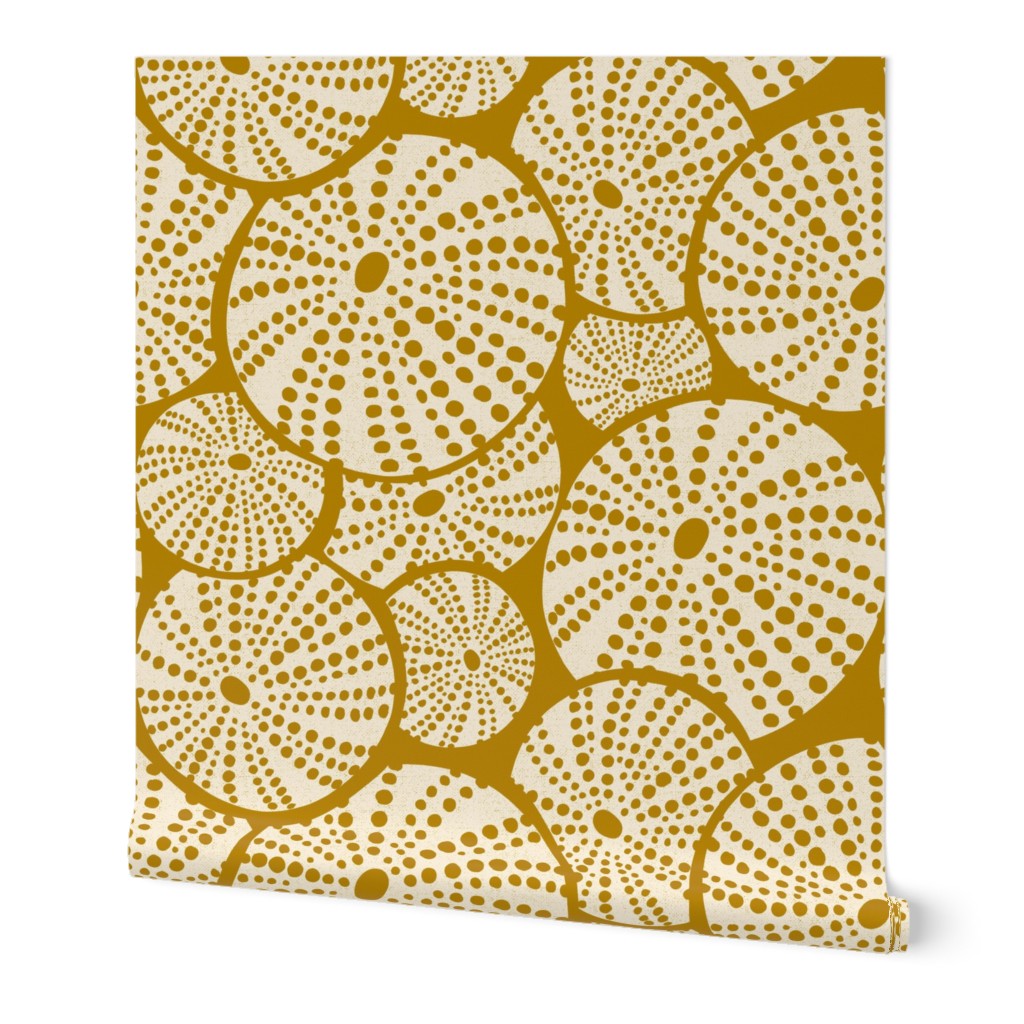 Bed Of Urchins - Nautical Sea Urchins - Golden Yellow Ivory Jumbo Scale 