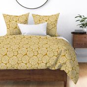 Bed Of Urchins - Nautical Sea Urchins - Golden Yellow Ivory Large Scale 