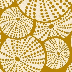 Bed Of Urchins - Nautical Sea Urchins - Golden Yellow Ivory Large Scale 